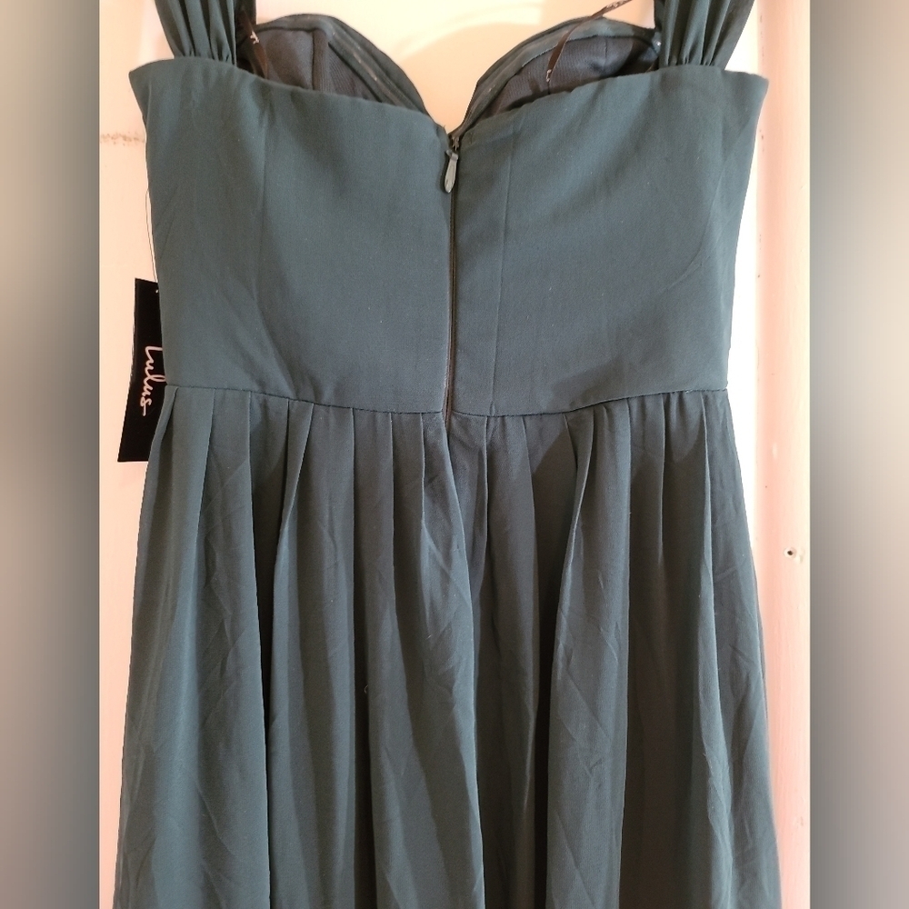 NWT Lulu's Harmonious Love Forest Green Off-the-Shoulder Maxi Dress Small - Picture 11 of 14